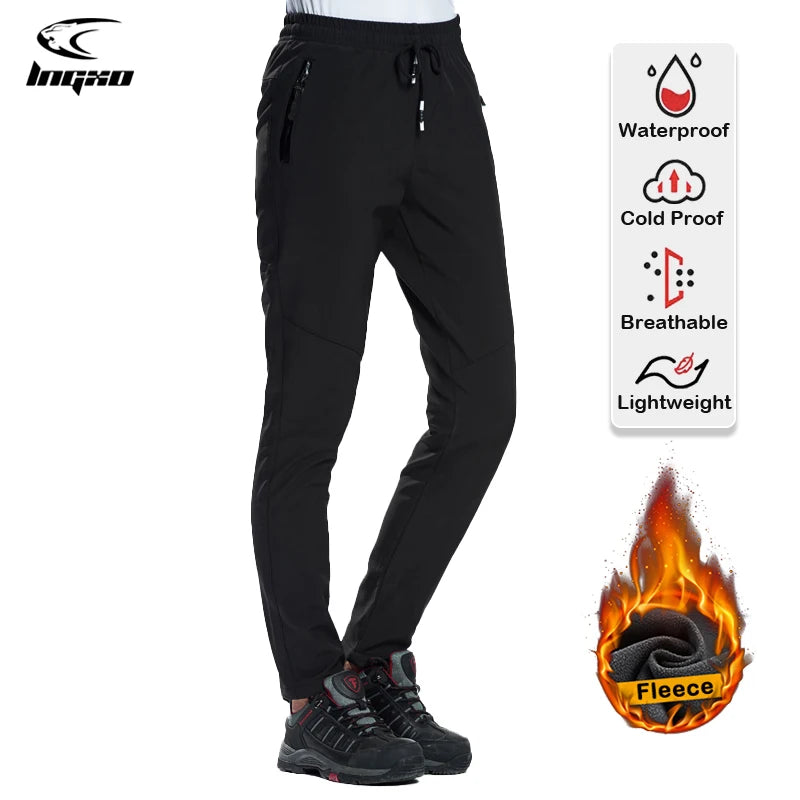 LNGXO Fleece Hiking Pants Men & WOMEN Softshell Trekking Climbing Camping Ski Pants Outdoor Waterproof.