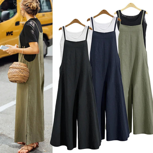 Women   Sleeveless Cotton Linen Jumpsuits