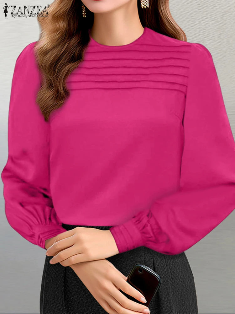 Stylish Women Blouse Elegant Long Sleeve Solid Office Tops