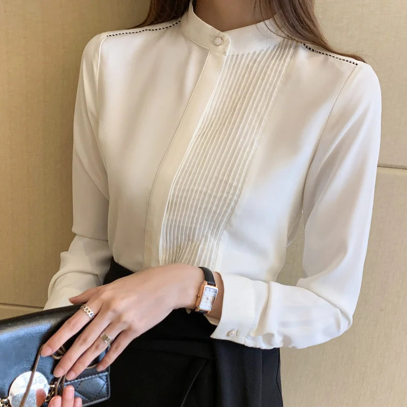 Long Sleeve Chiffon Blouse Shirt Tops Blouse Women