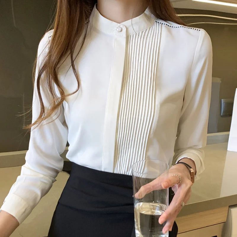 Long Sleeve Chiffon Blouse Shirt Tops Blouse Women