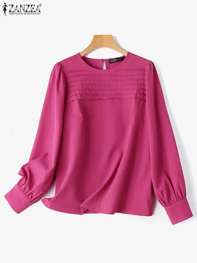 Stylish Women Blouse Elegant Long Sleeve Solid Office Tops