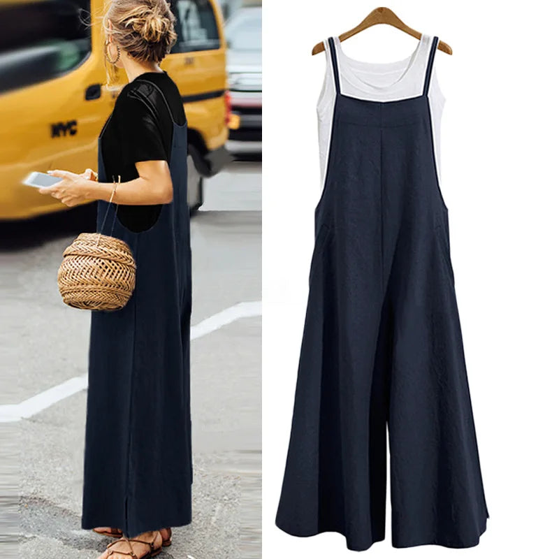 Women   Sleeveless Cotton Linen Jumpsuits