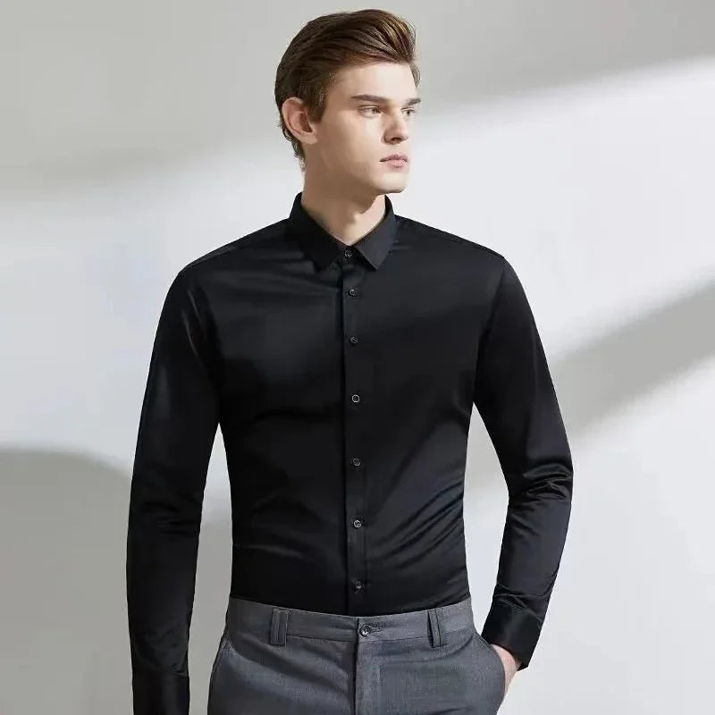 Men's long sleeved elastic shirt