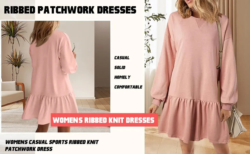 Women'SPatchwork Sweatshirt Dress