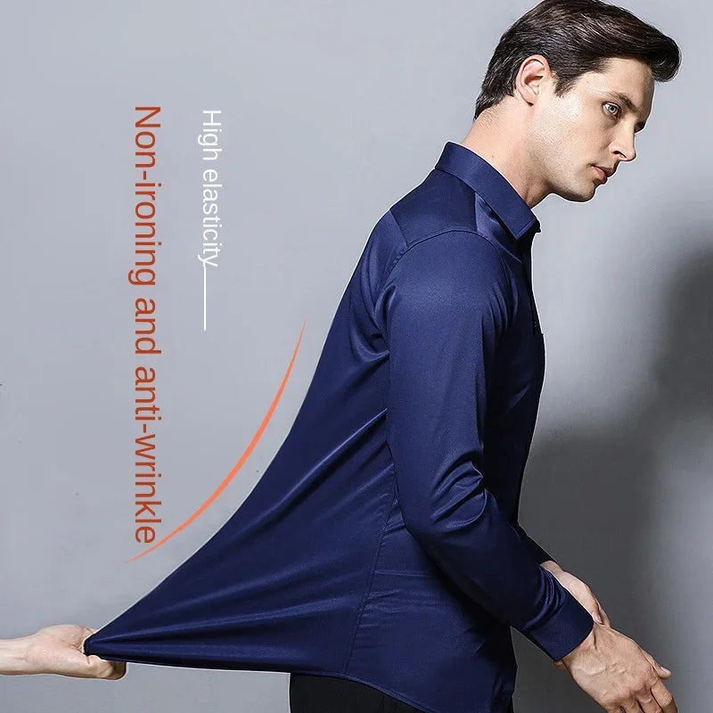 Men's long sleeved elastic shirt