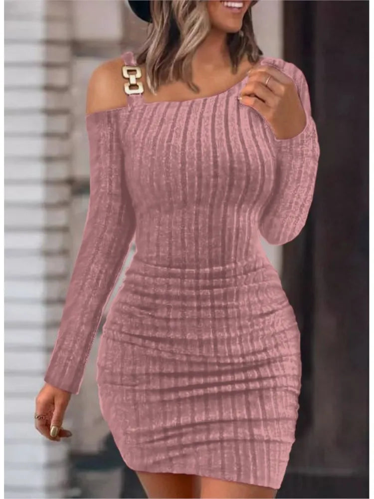 Chain Off Shoulder Mini Dress Women