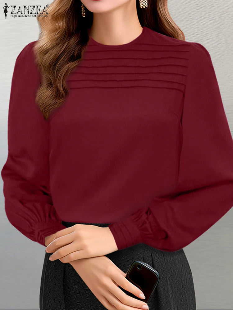 Stylish Women Blouse Elegant Long Sleeve Solid Office Tops