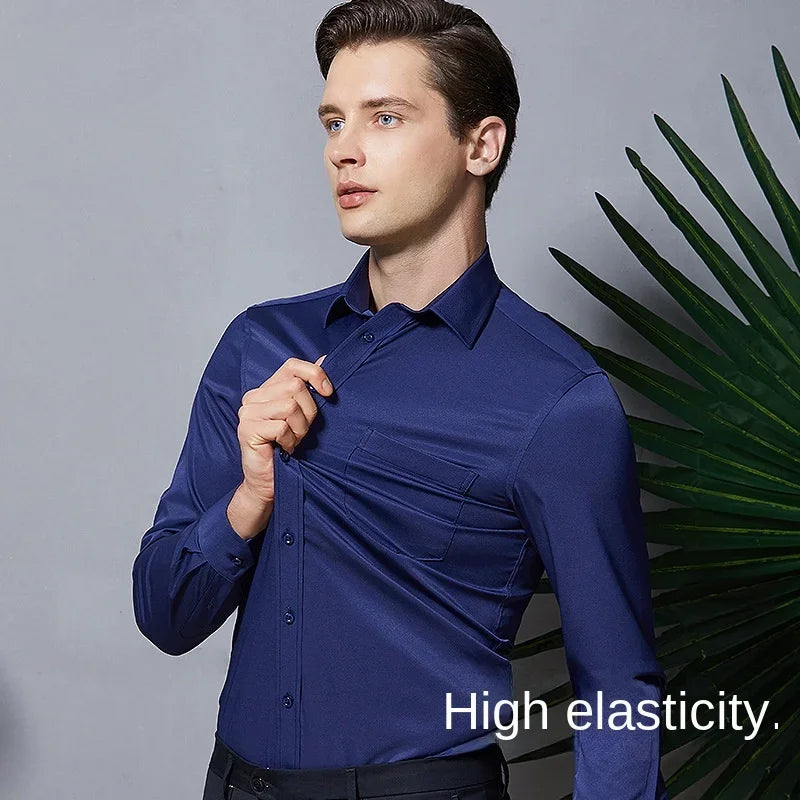 Men's long sleeved elastic shirt