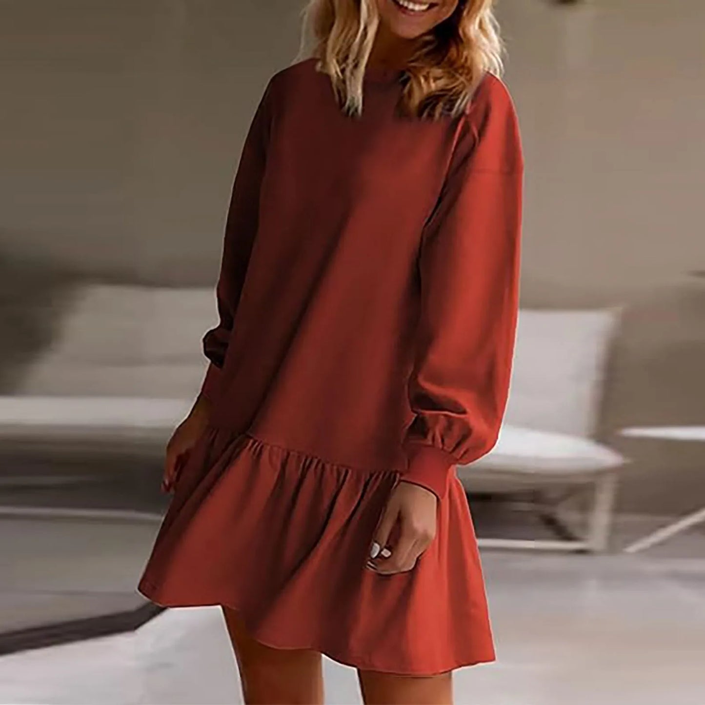 Women'SPatchwork Sweatshirt Dress