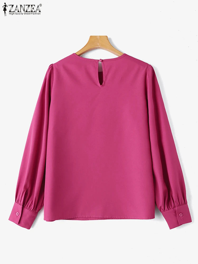 Stylish Women Blouse Elegant Long Sleeve Solid Office Tops