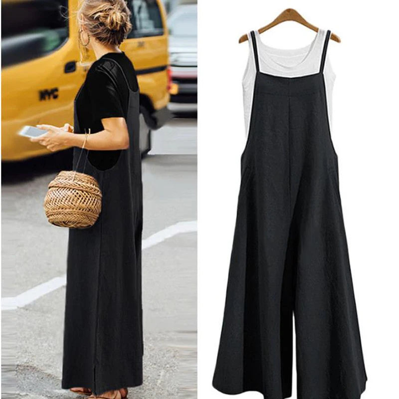 Women   Sleeveless Cotton Linen Jumpsuits