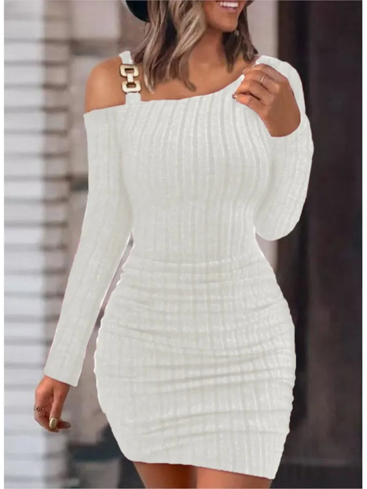 Chain Off Shoulder Mini Dress Women