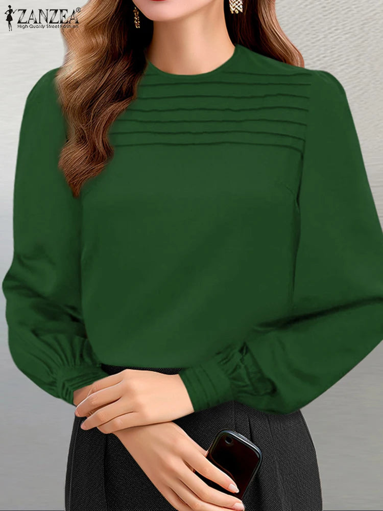 Stylish Women Blouse Elegant Long Sleeve Solid Office Tops